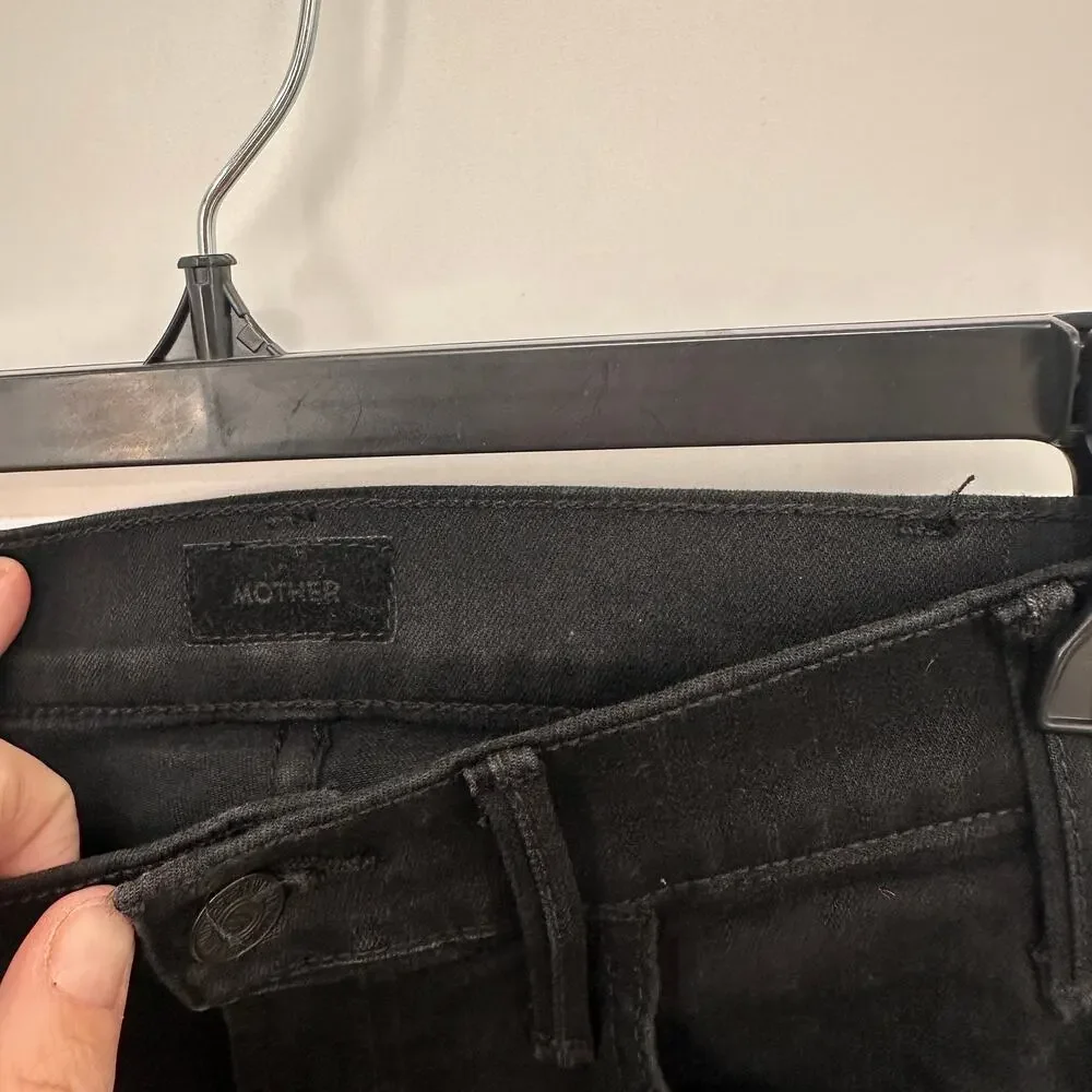 MOTHER DENIM NWT The Hustler Ankle Black Denim Jeans in Not Guilty // 00